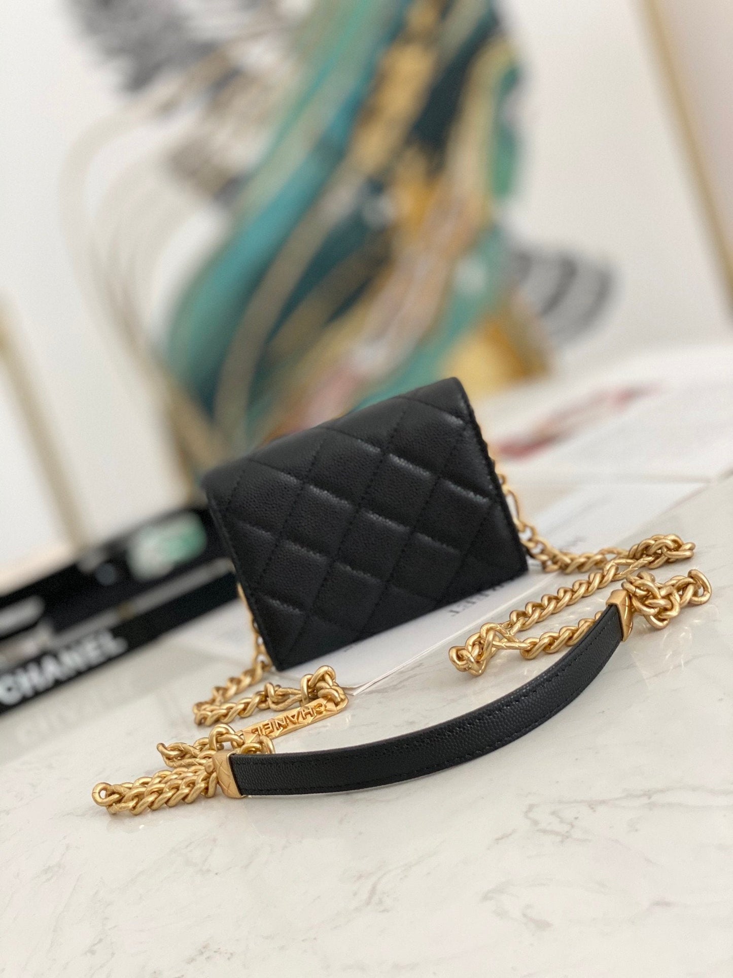 Chanel Flap Bag Mini Gold 12cm Black