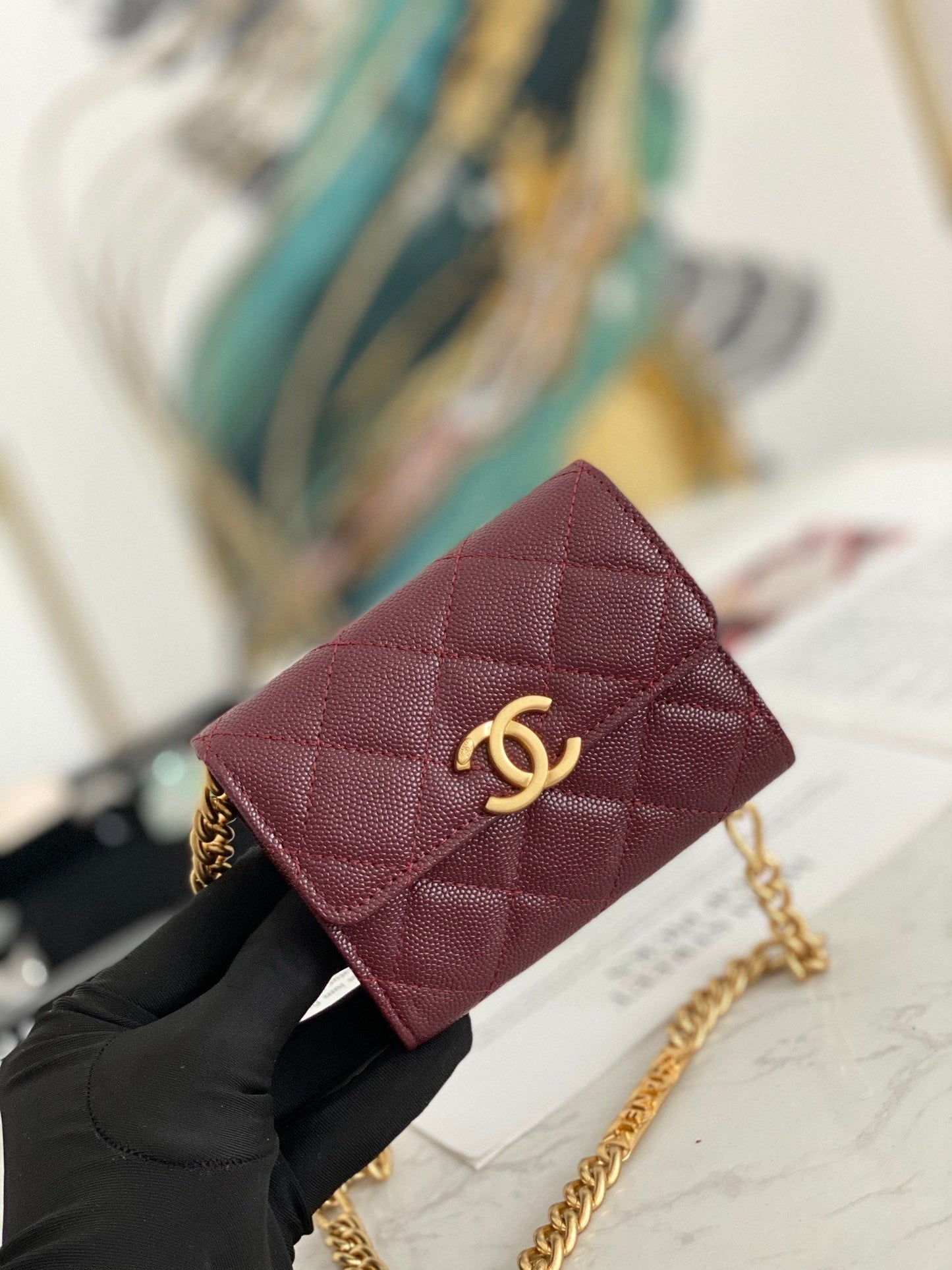 Chanel Flap Bag Mini Gold 12cm Red