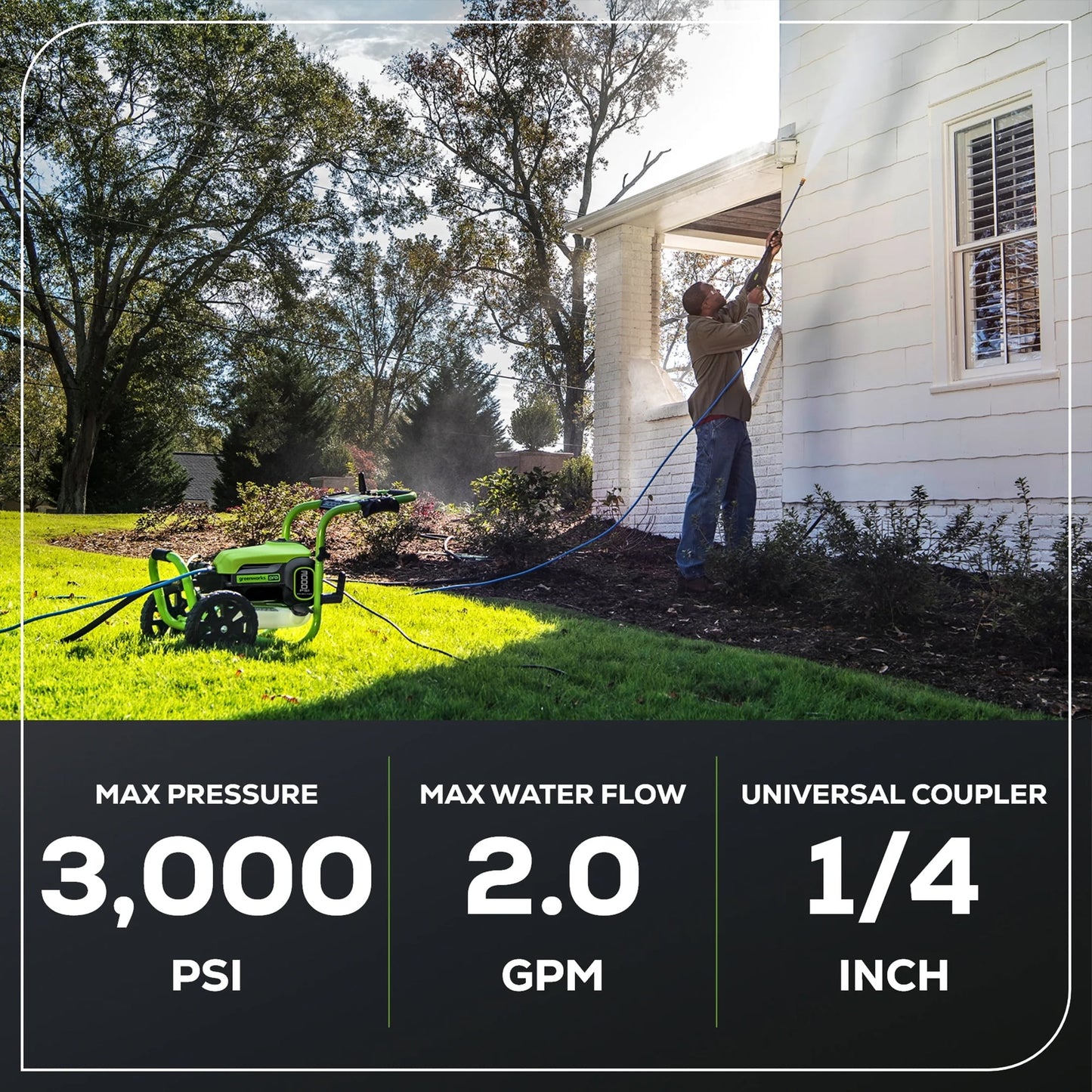 Greenworks 3000 Max PSI at 1.1 GPM Tru Brushless Electric Pressure Washer