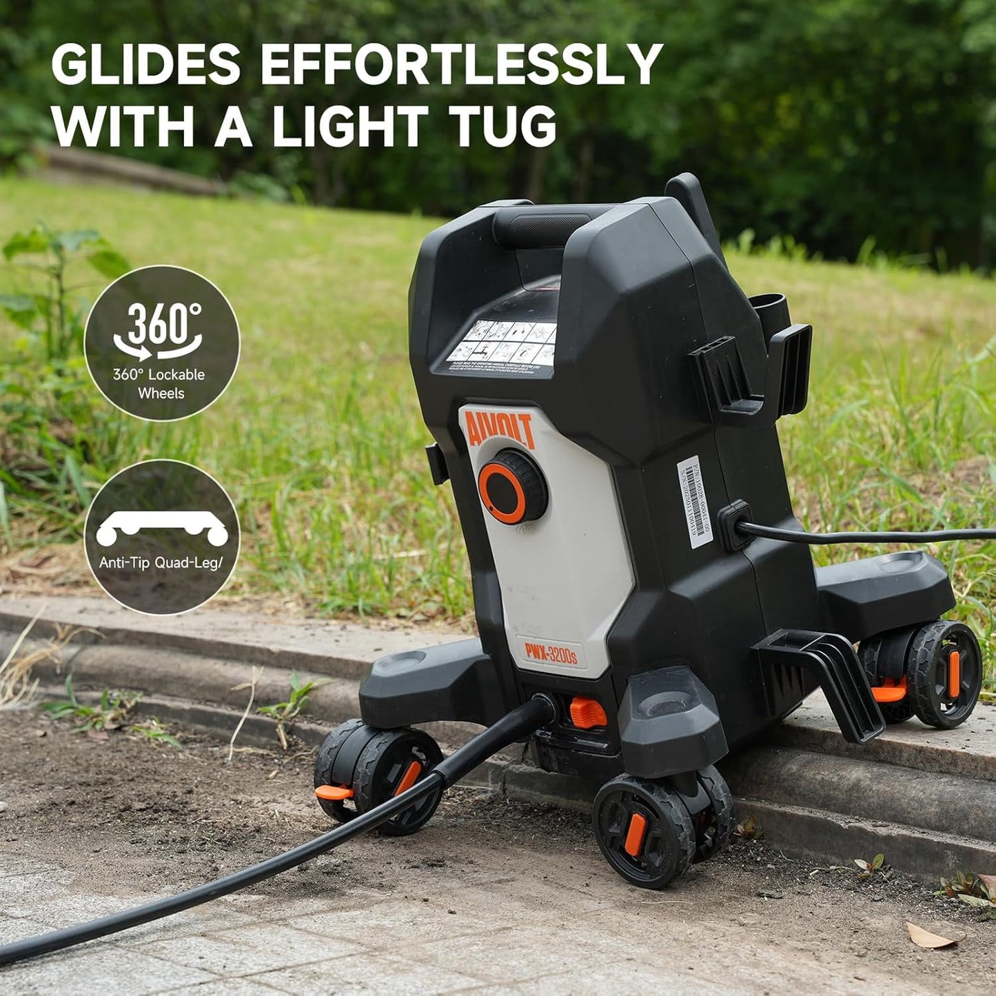 AIVOLT Corded Electric Pressure Washer 4800 PSI, 2.76 GPM, 4 Nozzles, Soap Tank, Anti-Tipping, 36ft Cable, 25ft Hose Cold Water Power Washer
