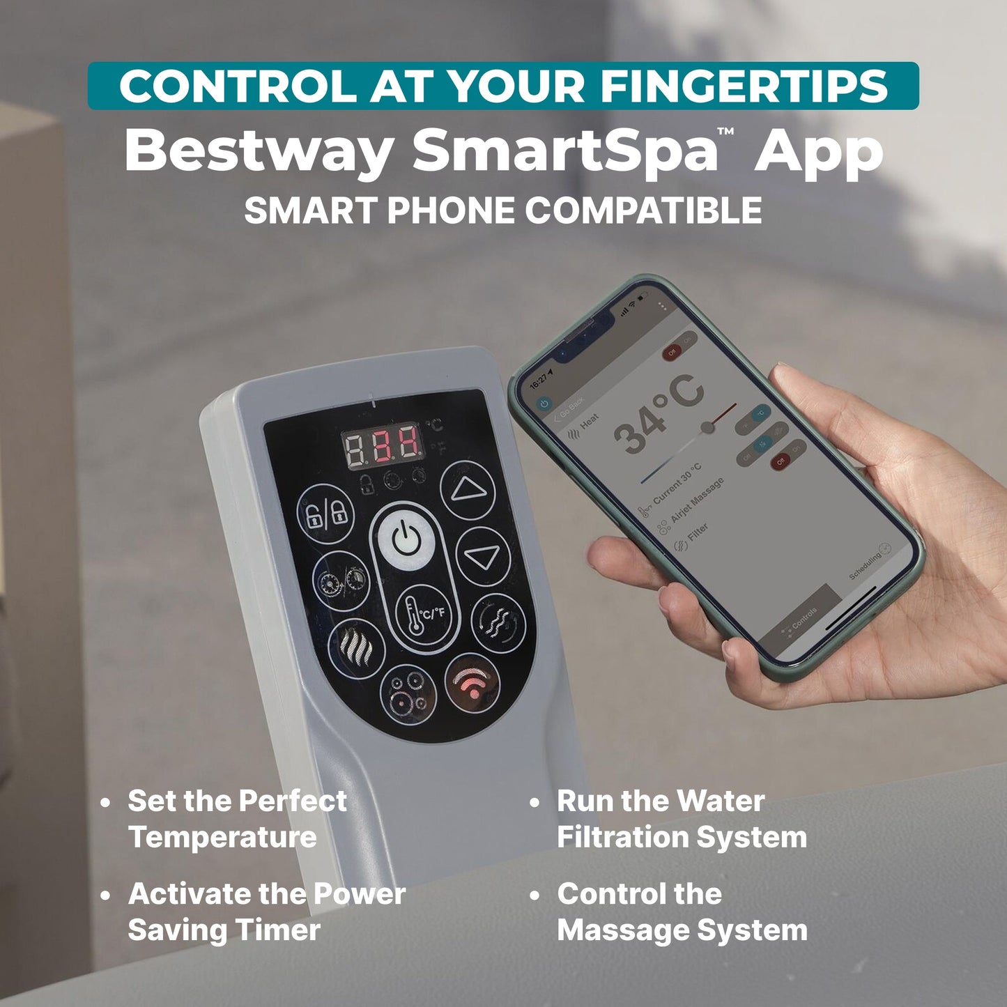 SaluSpa Maldives Energy-Efficient Smart HydroJet Pro Inflatable Hot Tub with App Control 5-7 person