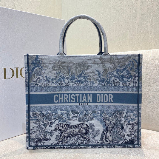 Christina Dior Book Tote Bag 42cm Blue