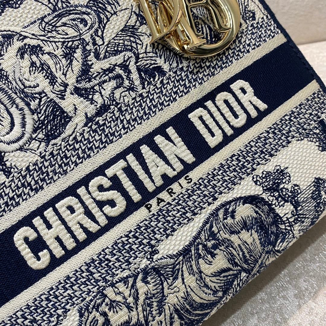 Christian Dior Medium Lady D-Lite Bag 24cm Blue