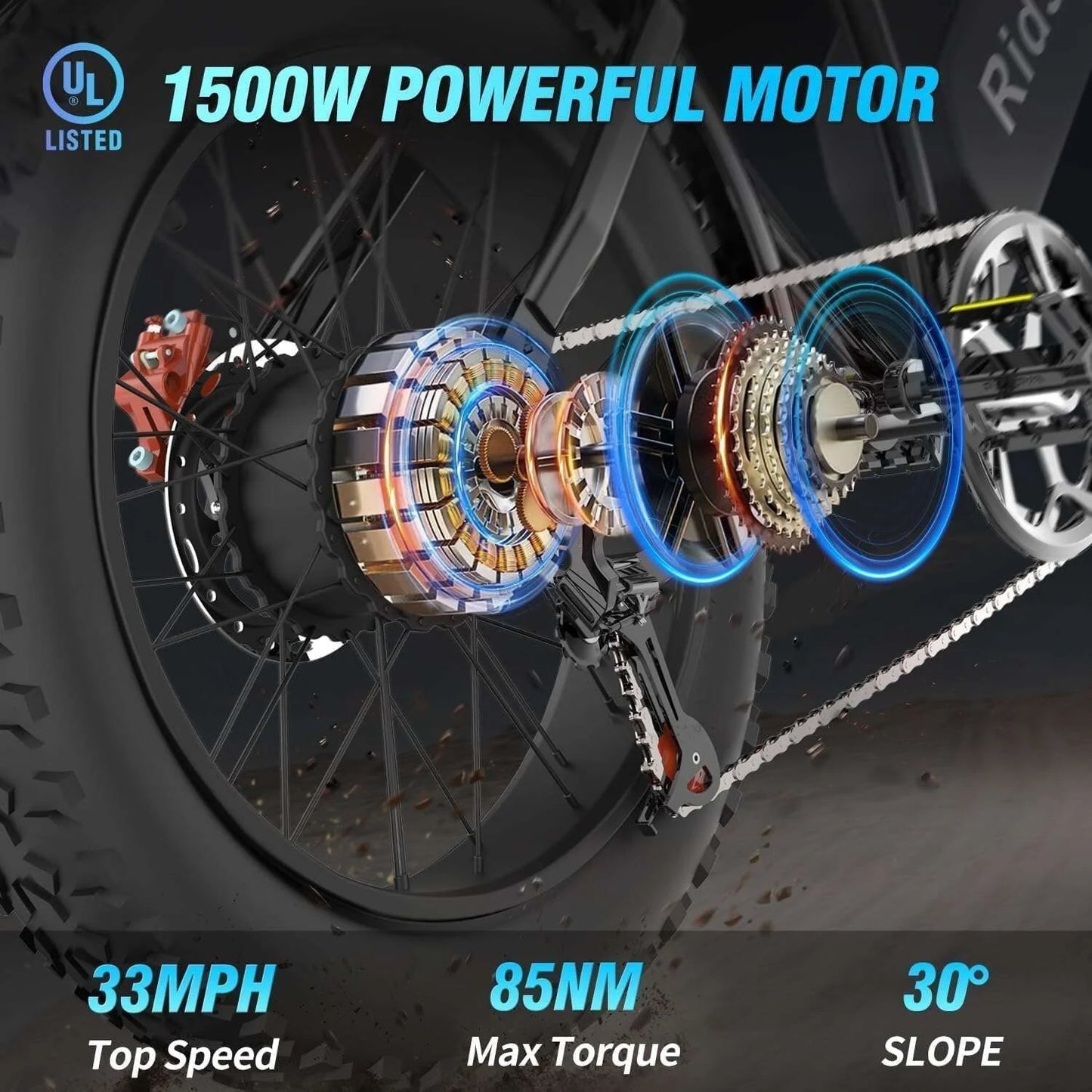 Ridstar Electric Bike 1500W for Adults – 20″ Fat Tires, 48V 20Ah Battery, 7-Speed Mountain eBike