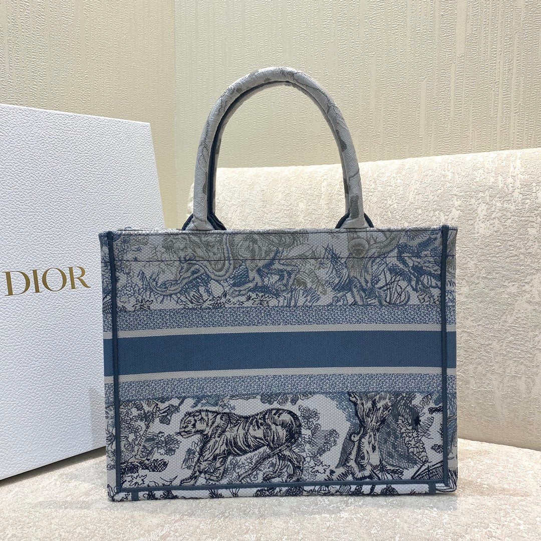 Christina Dior Medium Book Tote Bag 36cm Blue