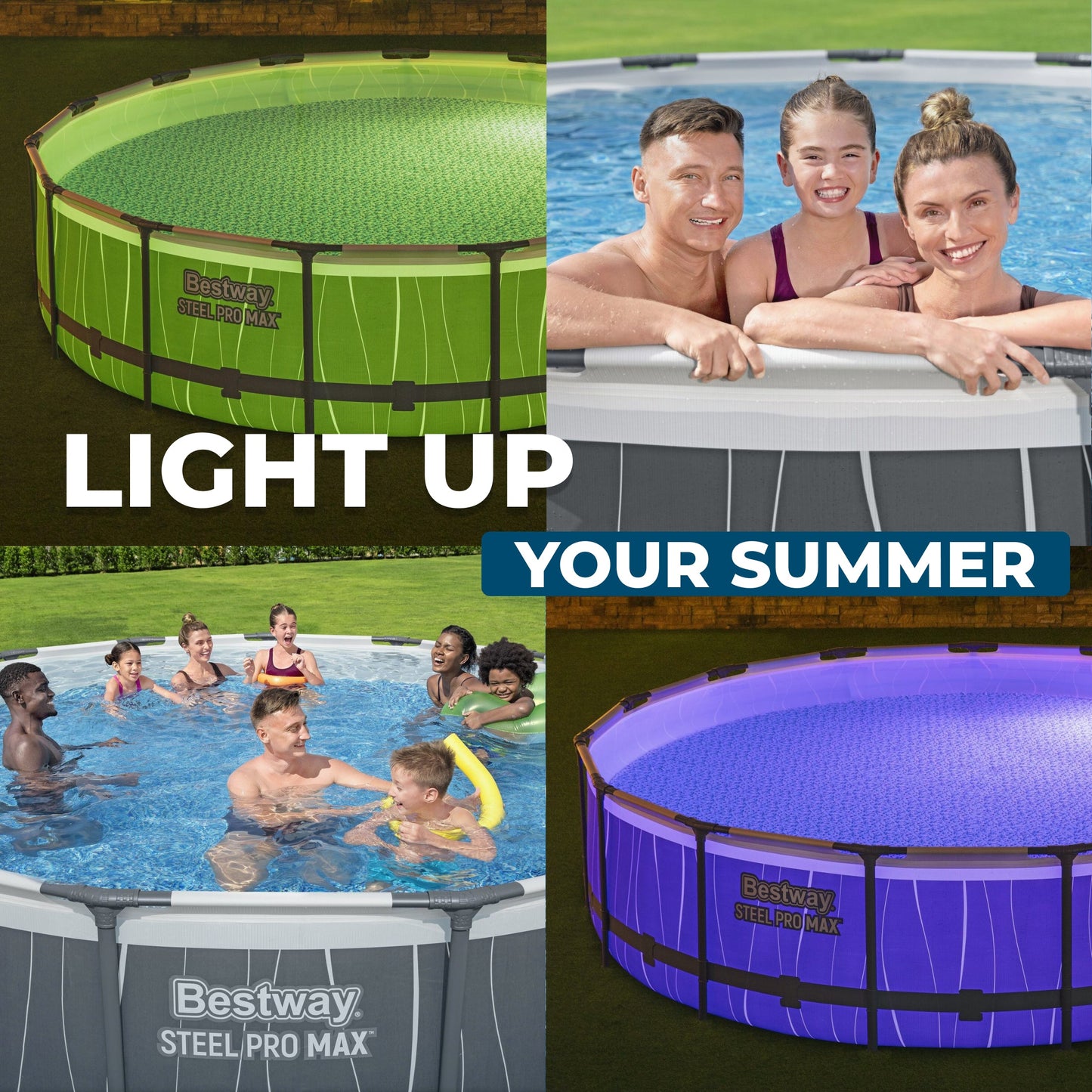 Bestway Steel Pro MAX 15' x 42" Round Above Ground Pool Set with LED Light