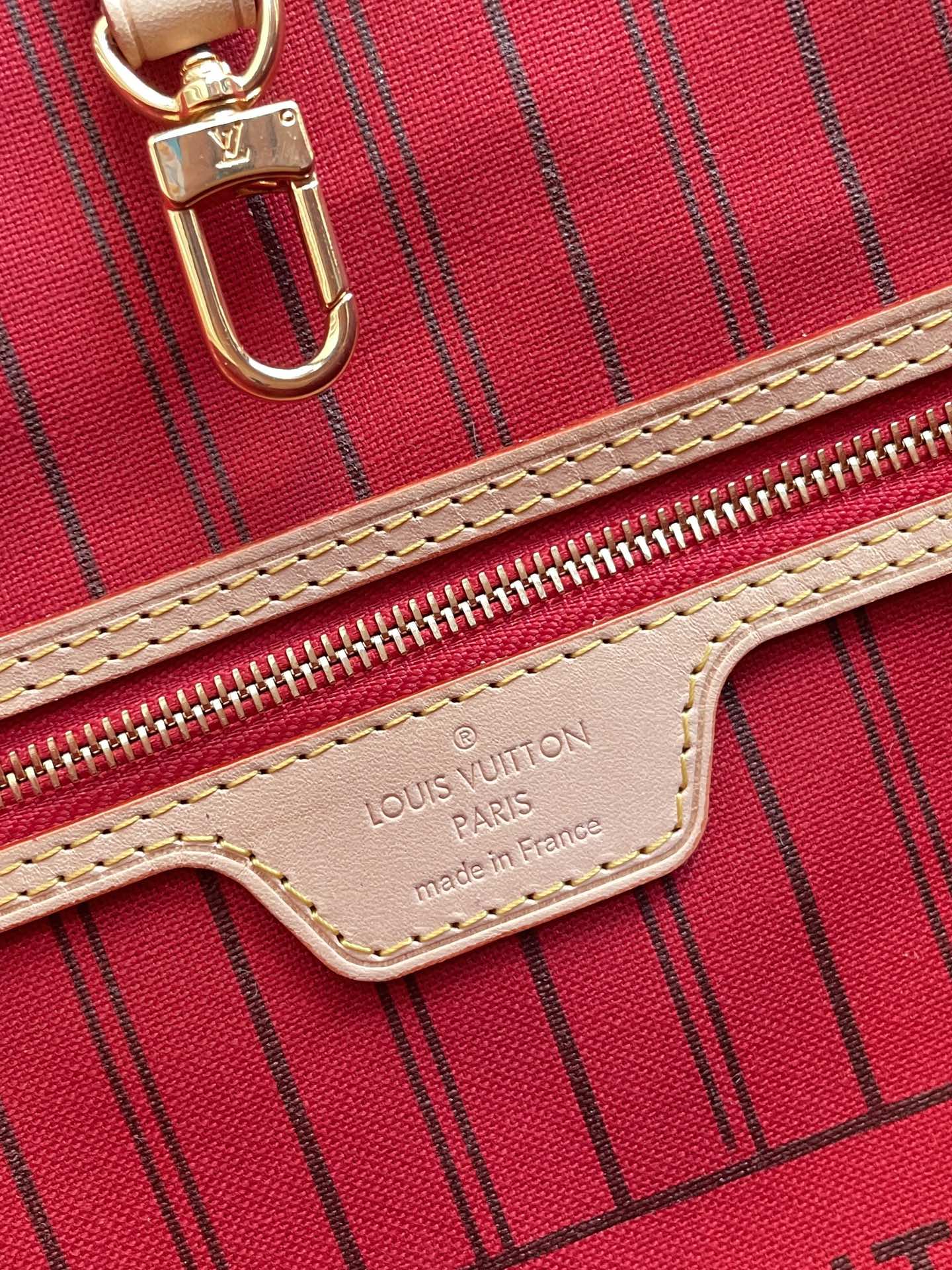 Louis Vuitton Neverfull MM Bag 32cm Damier Azur Canvas Fall/Winter Collection N41361, Red