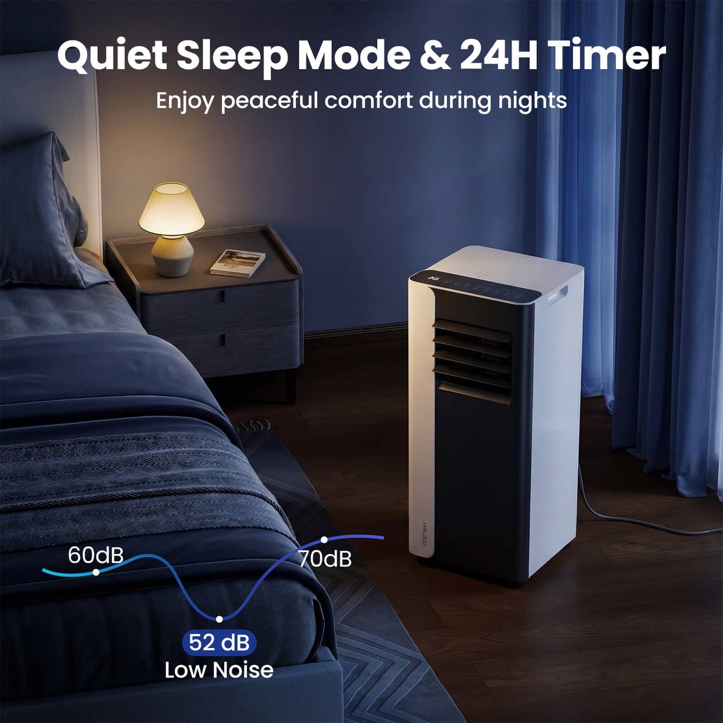 Costway 8000 BTU 3 in 1 Portable Air Conditioner with Fan & Dehumidifier Mode, Sleep Mode, 24H Timer