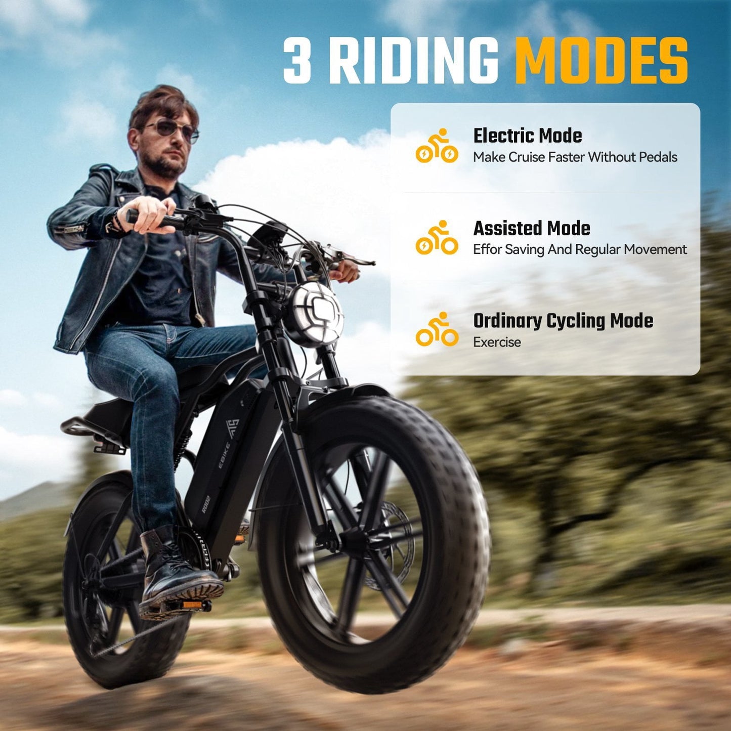 TST Electric Bike for Adults, 750W Peak 1500W Motor, 20"x4" Fat Tire, E Mountain Bike, 48V/15AH UL2849