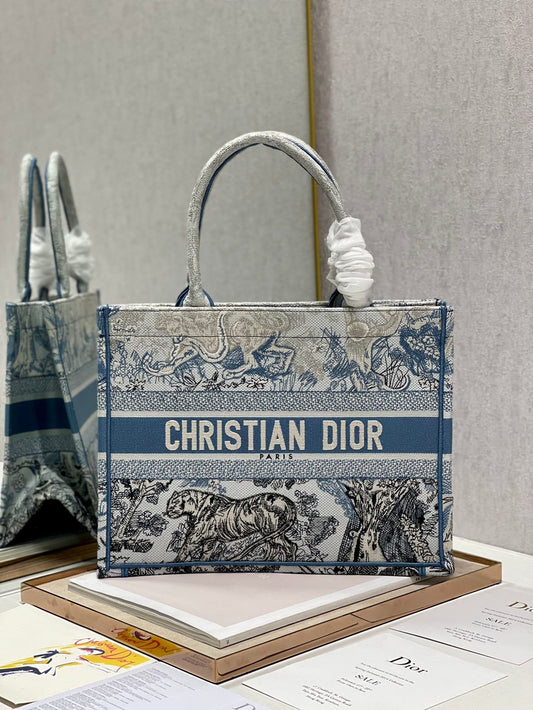 Christina Dior Medium Book Tote Bag 36cm Blue