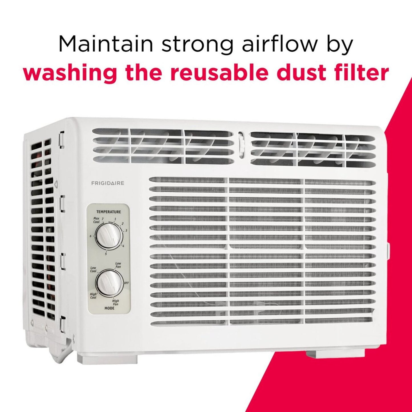 Frigidaire 5,000 BTU Window Air Conditioner for Small Rooms, Dial Controls, Quiet Efficient Cooling, Easy Installation