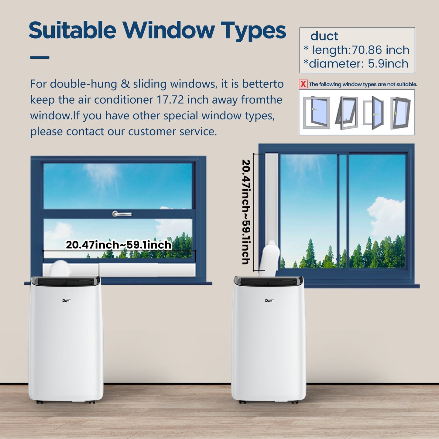 DuraComfort Portable Air Conditioner 10200 BTU, Dehumidifier, Fan, Remote, Cooling for 450 sq. ft