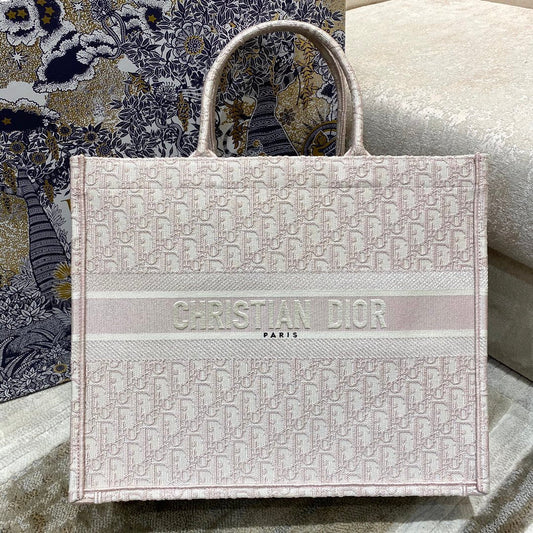 Christina Dior Book Tote Bag 42cm Light Pink