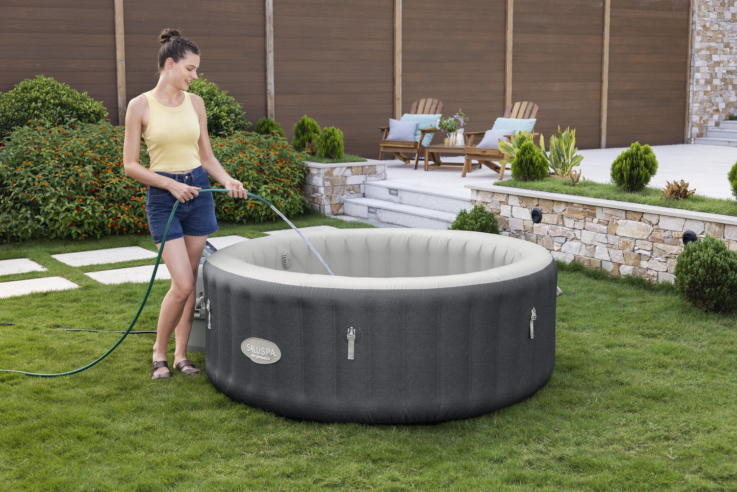 SaluSpa Hot Springs Energy-Efficient AirJet 2-4 Person Inflatable Hot Tub