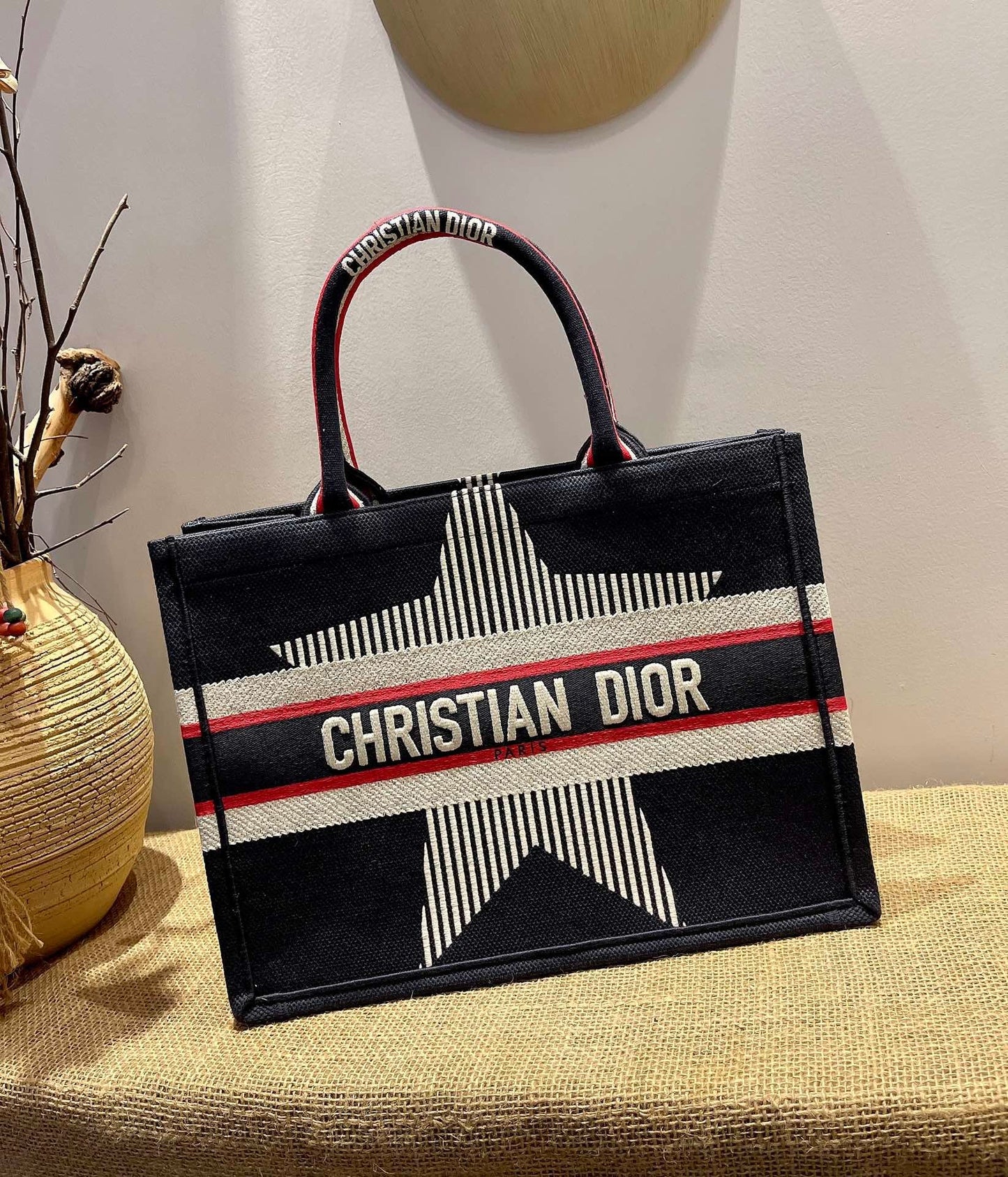 Christina Dior Medium Book Tote Bag 36cm Black