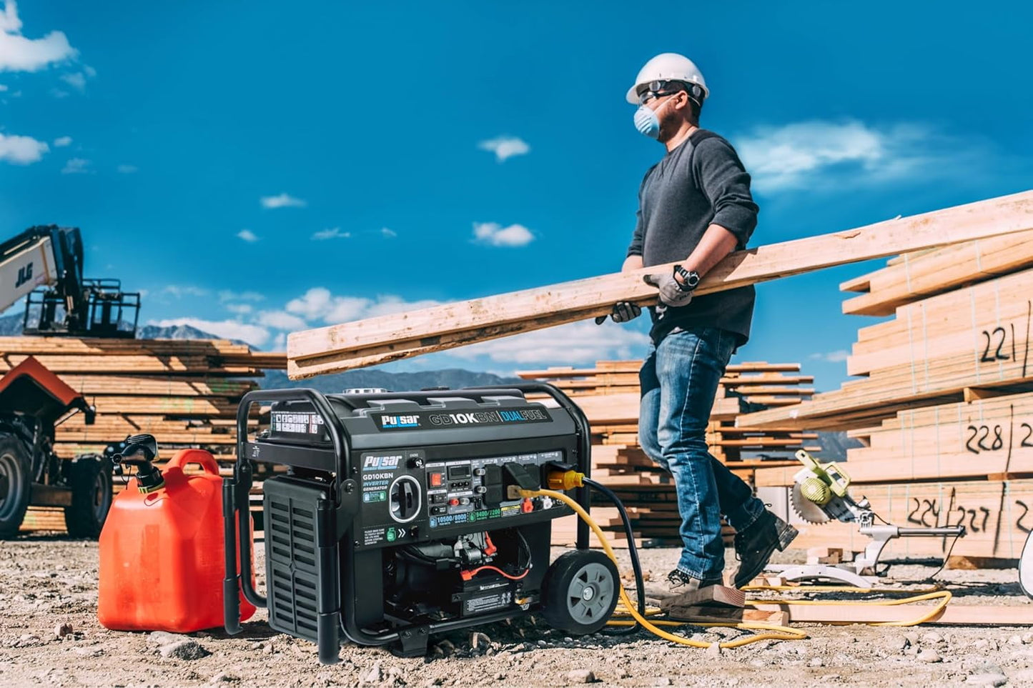 Pulsar GD10KBN 10500W Dual Fuel Home Backup Portable Inverter Generator with Wheel Kit and Electric Start RV Ready