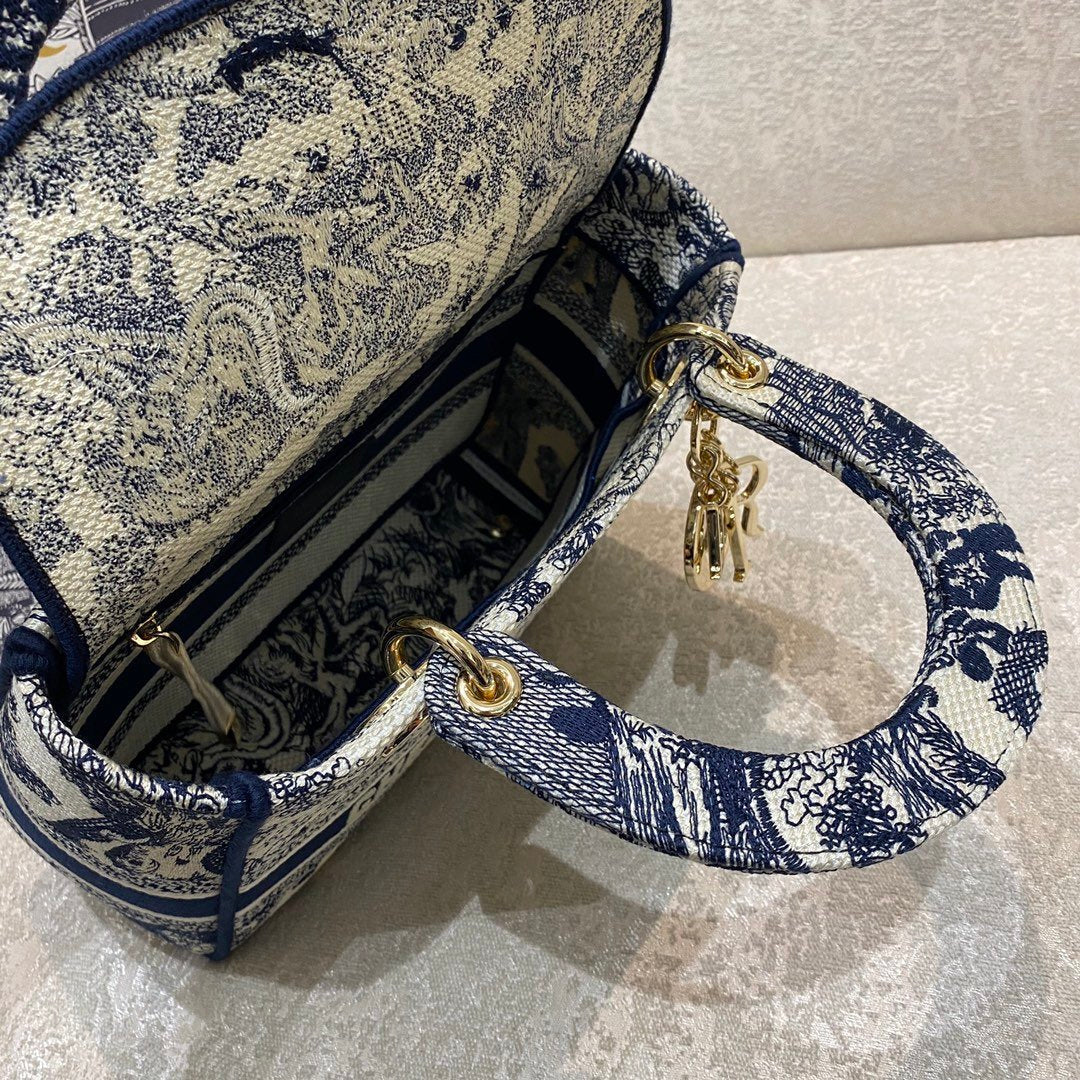 Christian Dior Medium Lady D-Lite Bag 24cm Blue