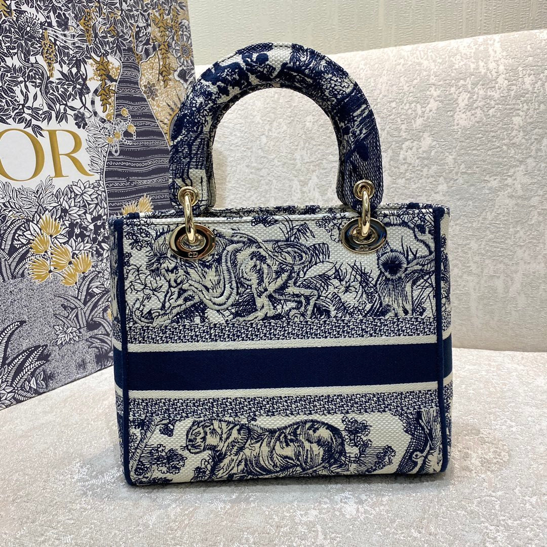 Christian Dior Medium Lady D-Lite Bag 24cm Blue