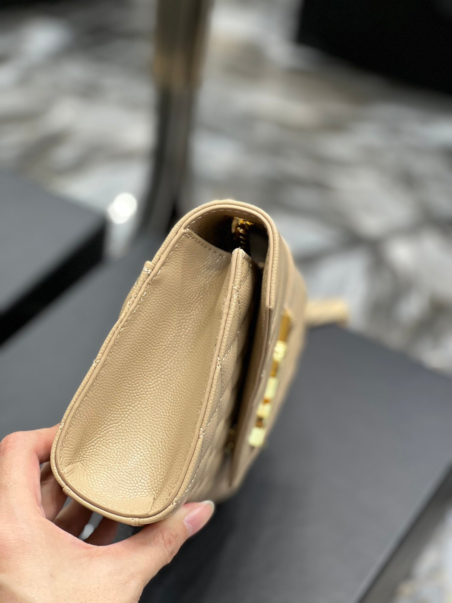 Saint Laurent Small Bag In Mix Matelasse 21cm Beige