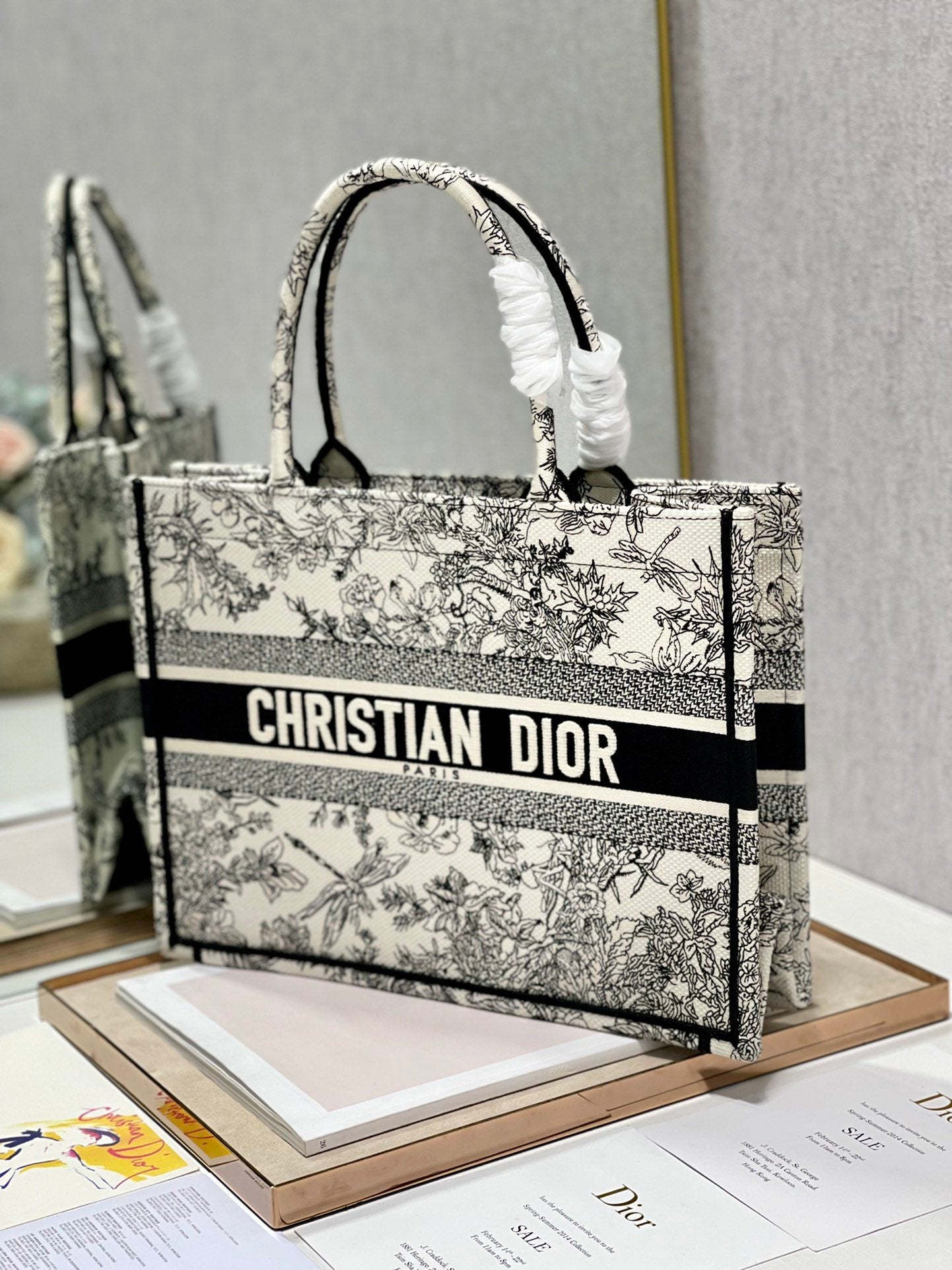 Christina Dior Medium Book Tote Bag 36cm Black/White