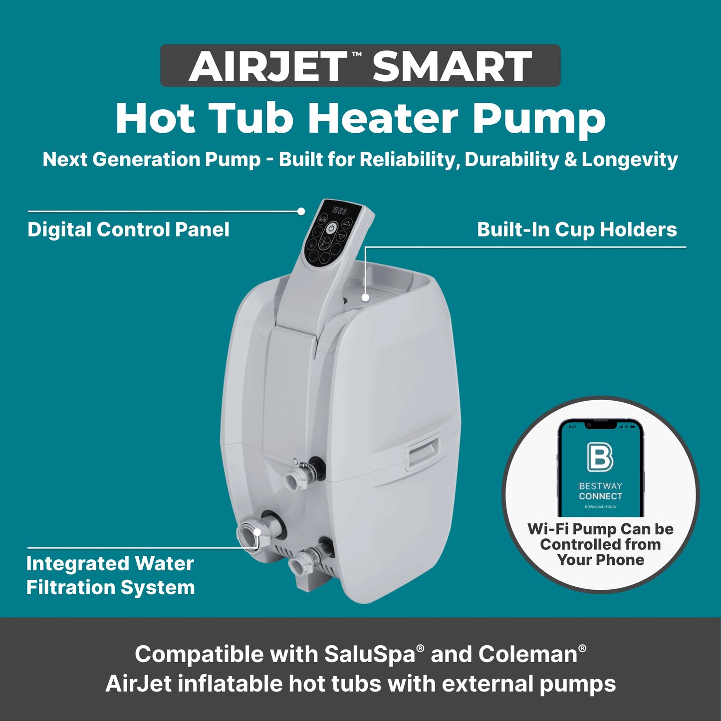 SaluSpa AirJet Smart Hot Tub Heater Pump with App-Control