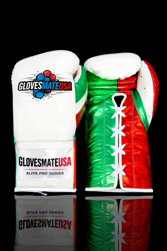 GlovesMateUSA Elite Pro Series Lace-Up Boxing Gloves – Green & Red