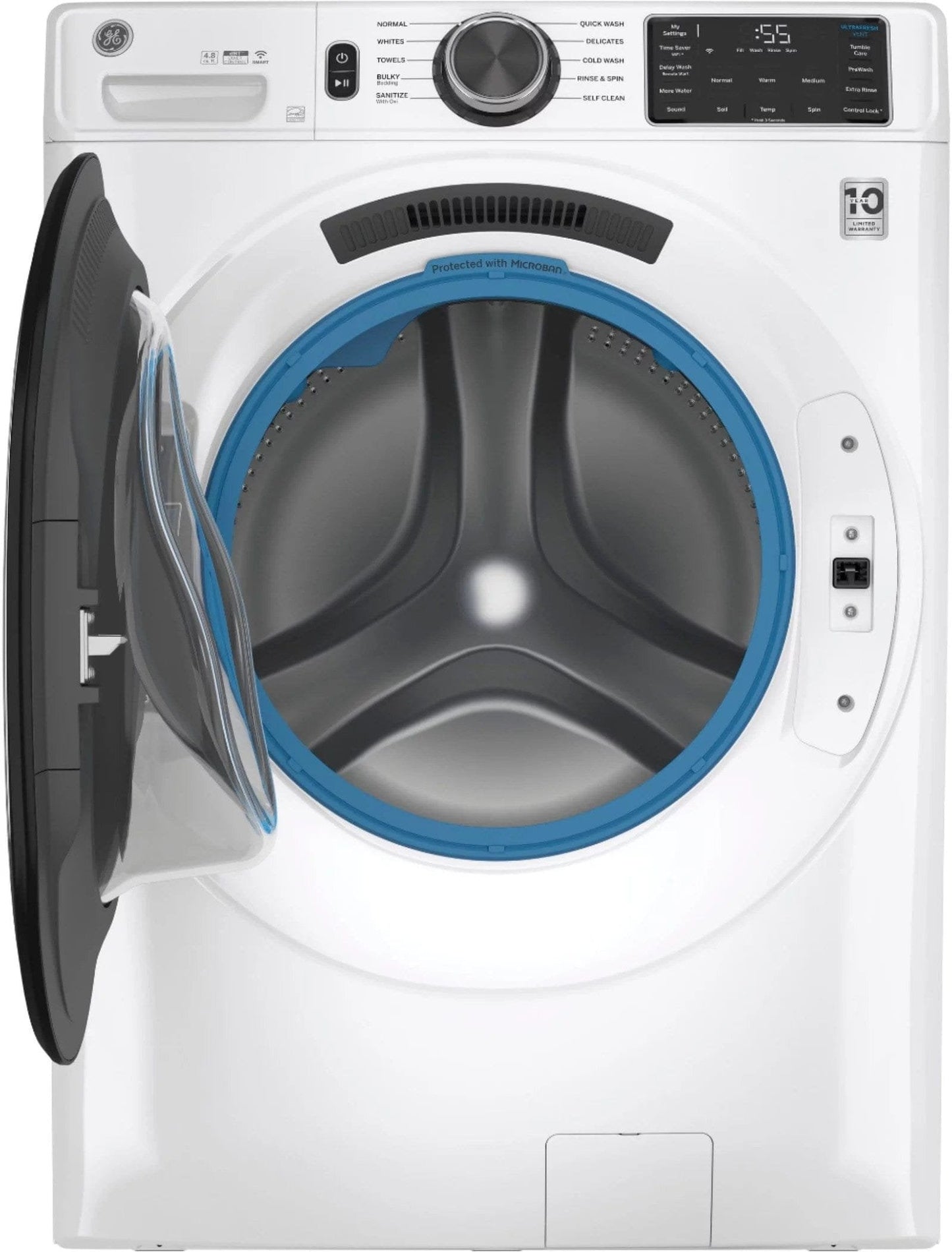 GE 4.8 CuFt High‑Efficiency Stackable Smart Front Load Washer with UltraFresh Vent System & Microban (GFW550SSNWW / GFW650 series)
