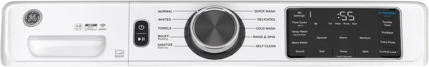 GE 4.8 CuFt High‑Efficiency Stackable Smart Front Load Washer with UltraFresh Vent System & Microban (GFW550SSNWW / GFW650 series)