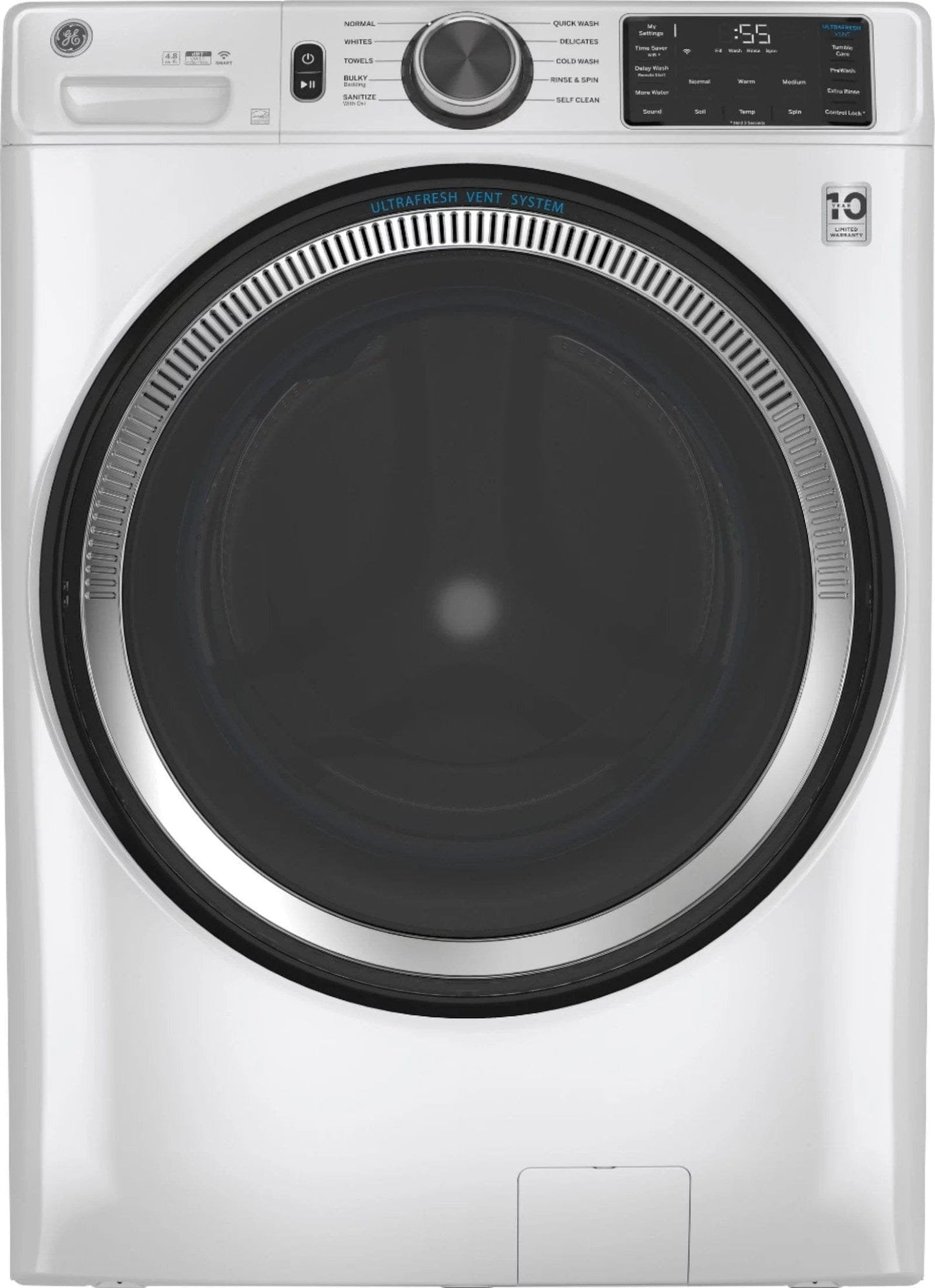 GE 4.8 CuFt High‑Efficiency Stackable Smart Front Load Washer with UltraFresh Vent System & Microban (GFW550SSNWW / GFW650 series)