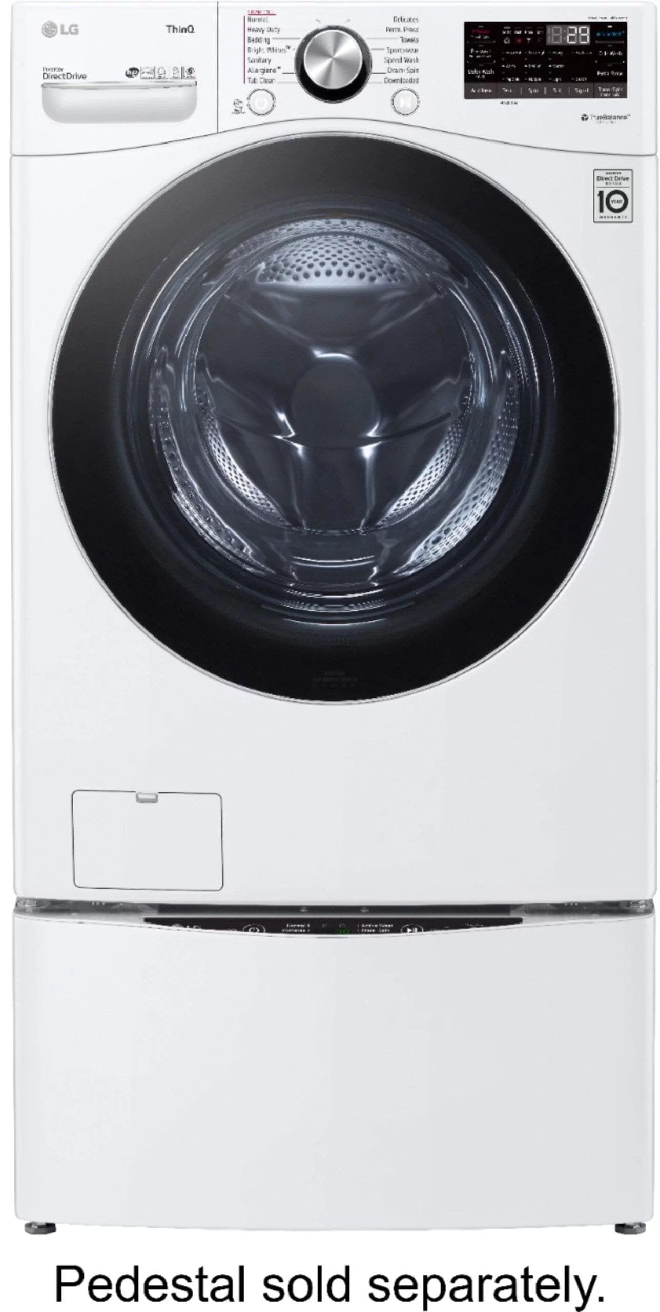 LG – 5.0 Cu. Ft. High-Efficiency Stackable Smart Front Load Washer with Steam and Built-In Intelligence – White