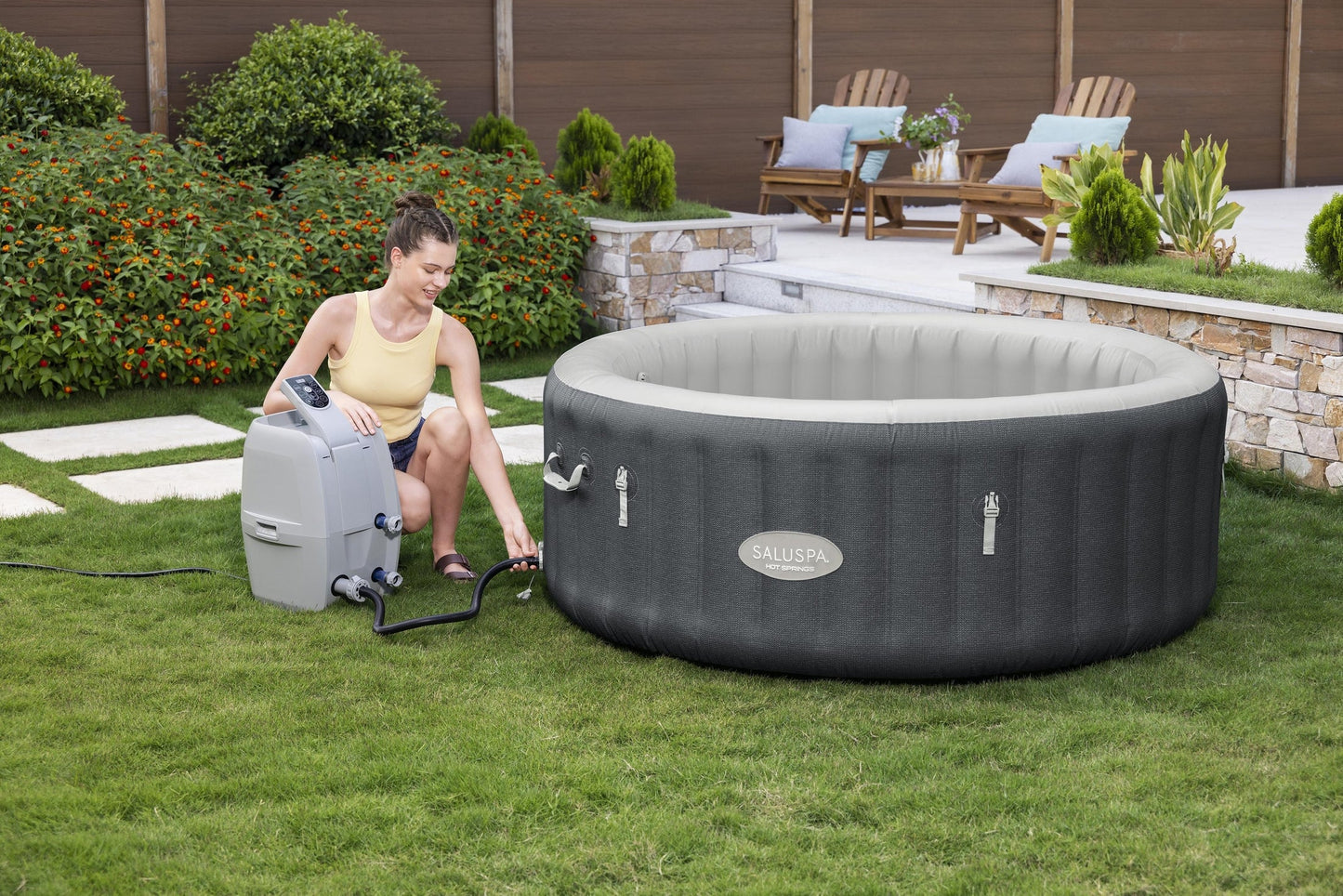 SaluSpa Hot Springs Energy-Efficient AirJet 2-4 Person Inflatable Hot Tub