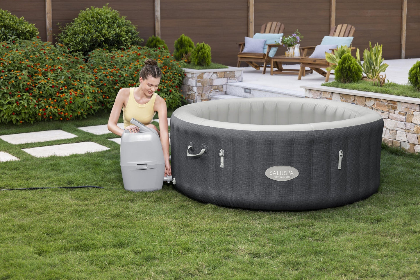 SaluSpa Hot Springs Energy-Efficient AirJet 2-4 Person Inflatable Hot Tub