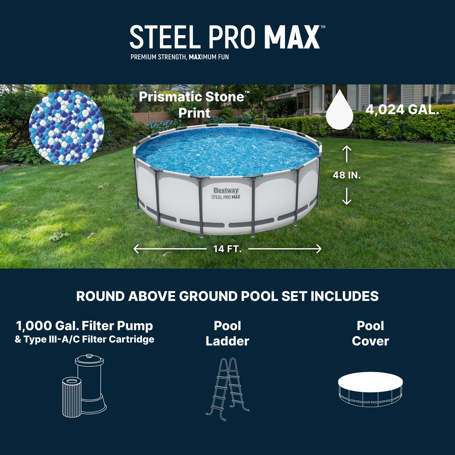 Bestway Steel Pro MAX 14' x 48" Above Ground Pool Set Round