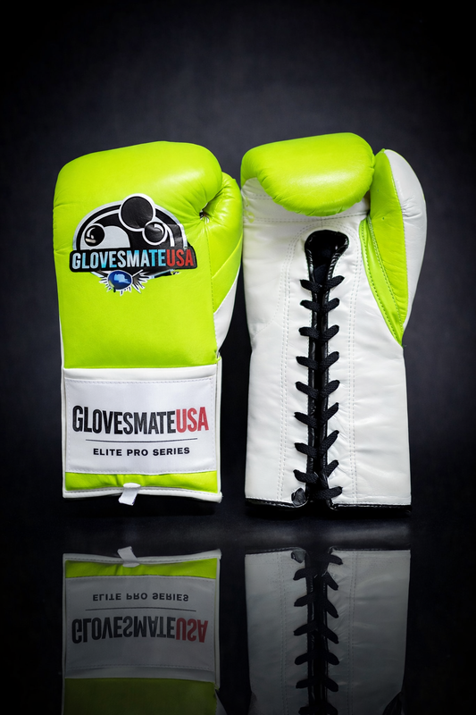 GlovesMateUSA Elite Pro Series Lace-Up Boxing Gloves – Neon Green