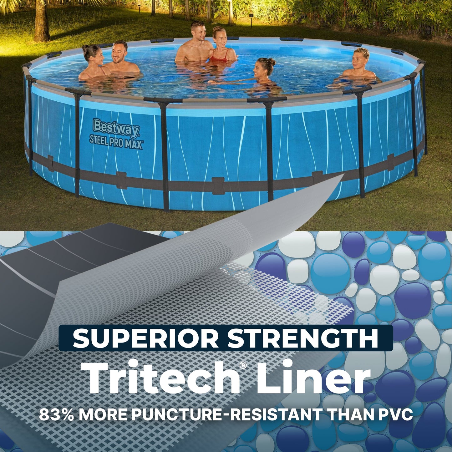 Bestway Steel Pro MAX 15' x 42" Round Above Ground Pool Set with LED Light