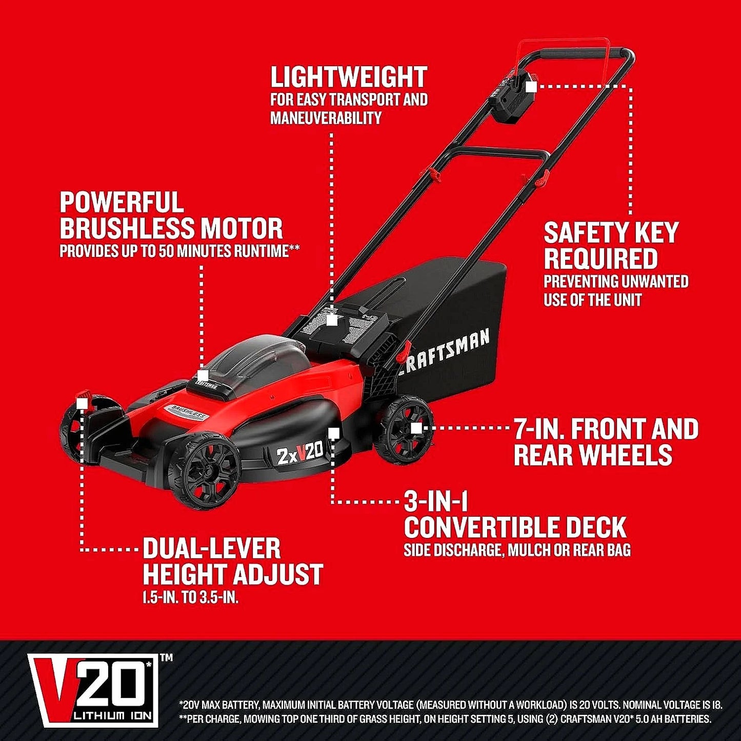 CRAFTSMAN V20 Lawn Mower, Push Mower