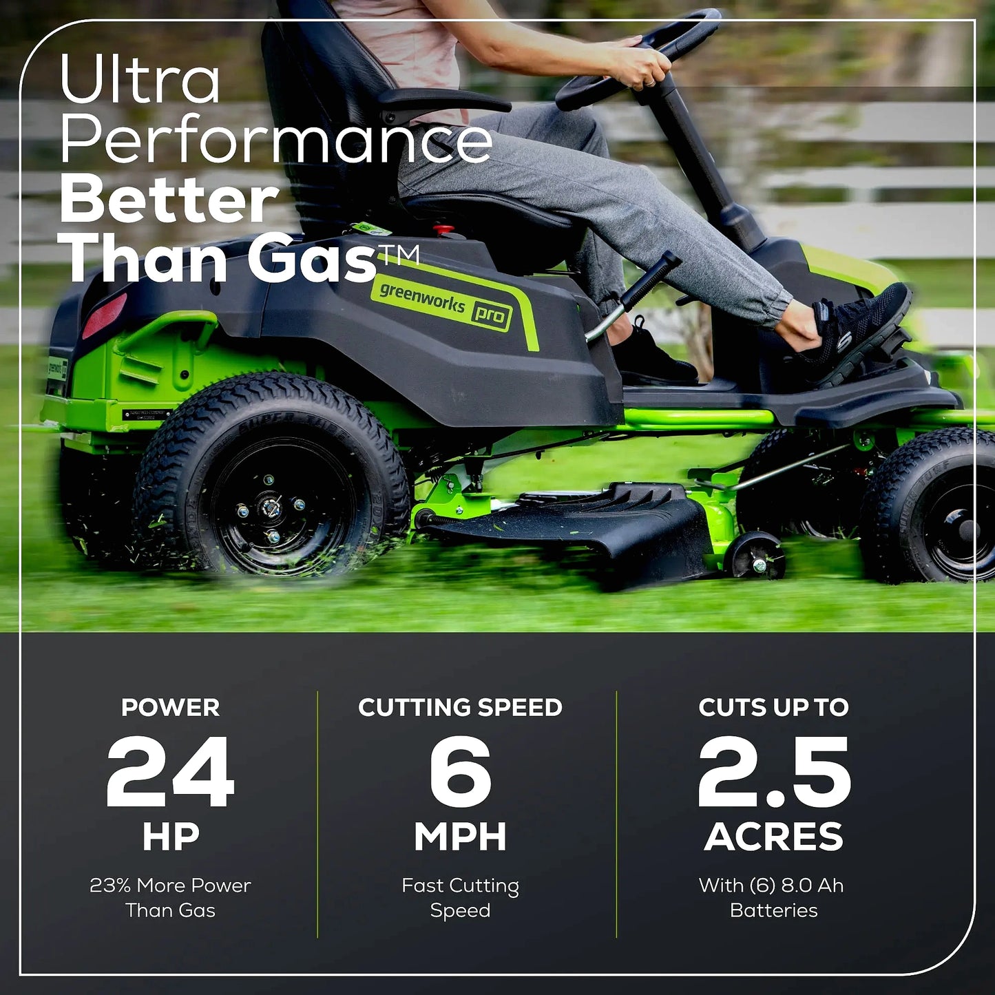 Greenworks 60V 42-Inch Cordless Battery CrossoverT Riding Lawn Mower
