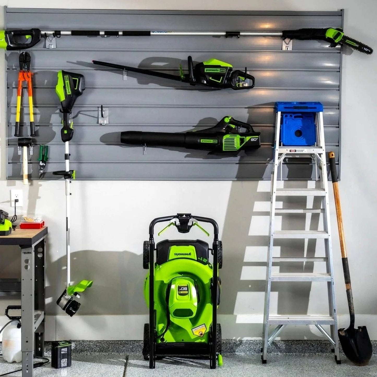 Greenworks 80V Cordless 21-Inch Self-Propelled Lawn Mower, 13-Inch String Trimmer, &amp; 730 CFM Leaf Blower Combo Kit