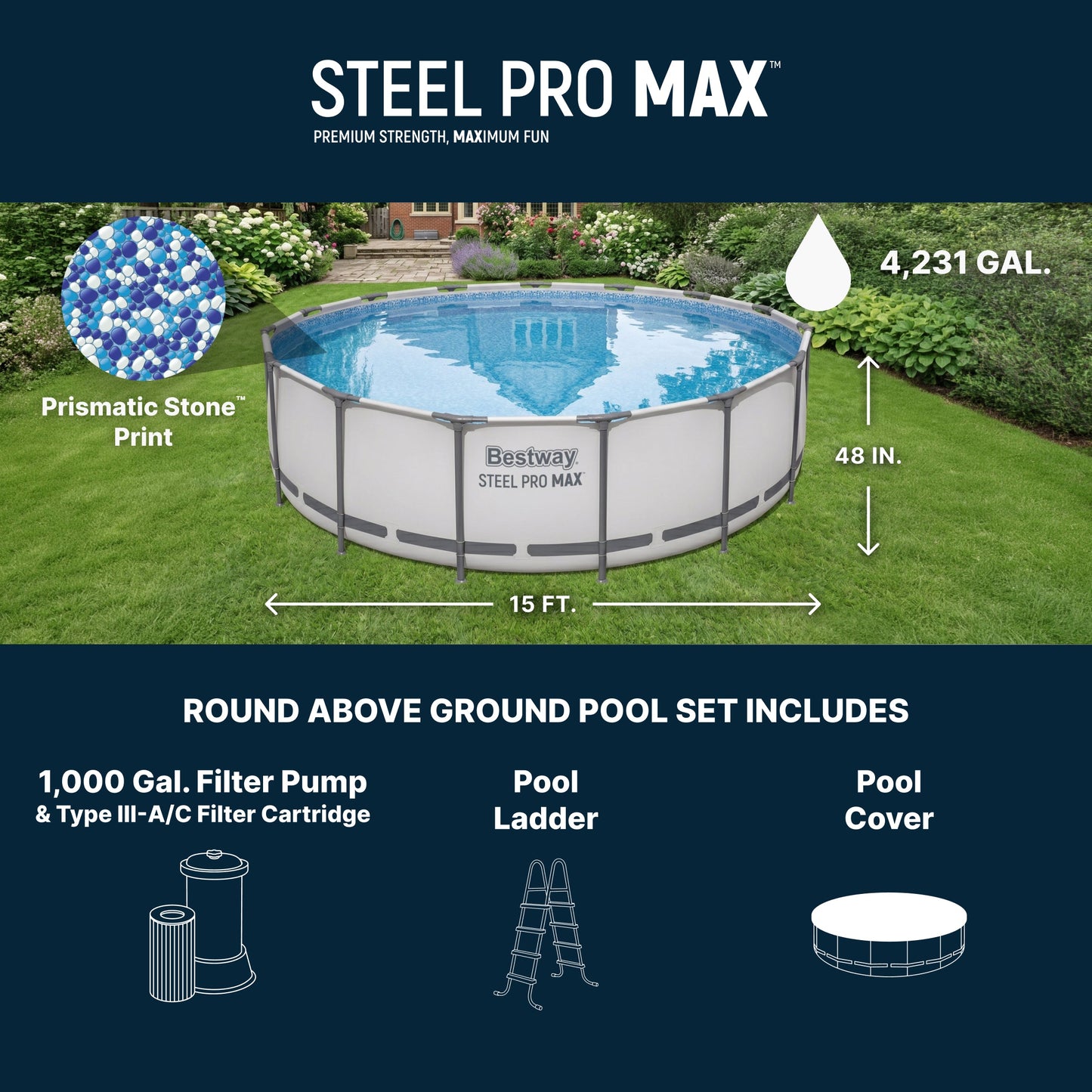 Bestway Steel Pro MAX 15' x 48" Above Ground Pool Set