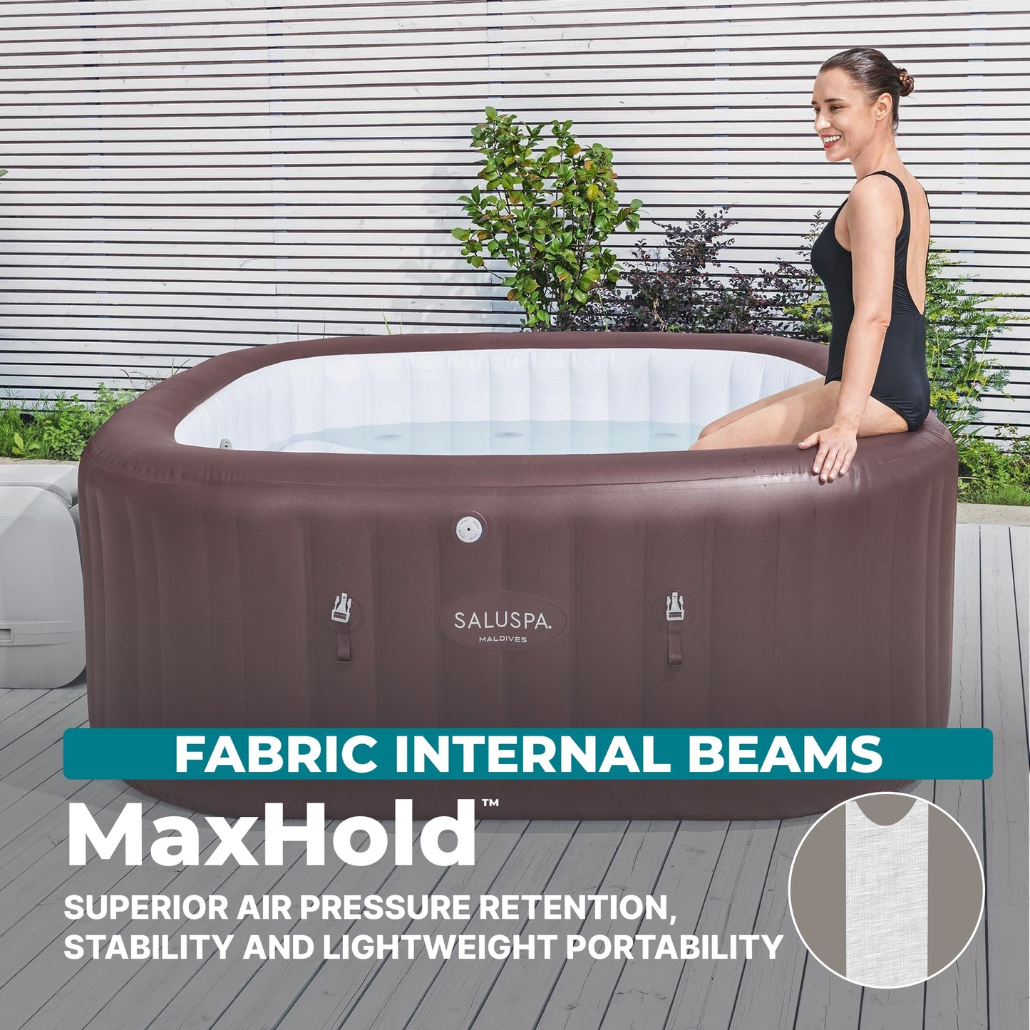SaluSpa Maldives Energy-Efficient Smart HydroJet Pro Inflatable Hot Tub with App Control 5-7 person