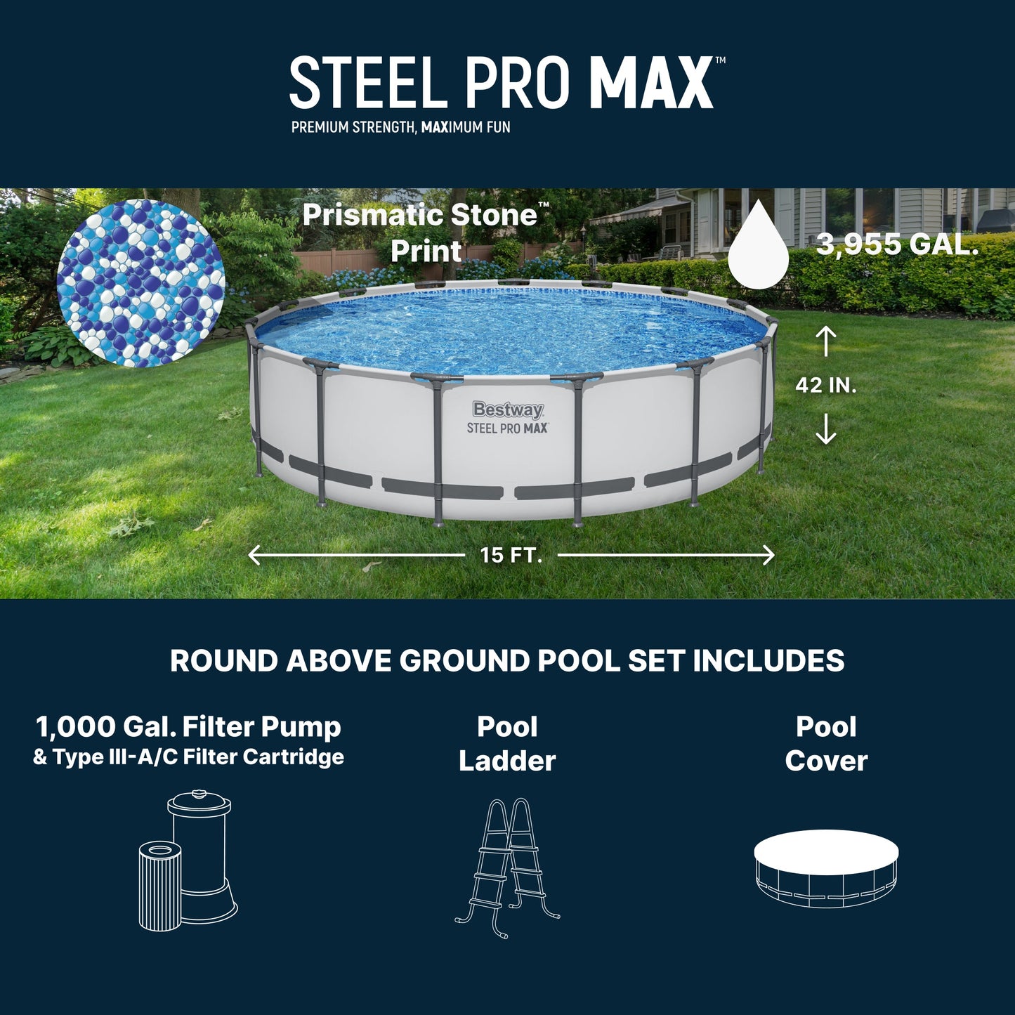 Bestway Steel Pro MAX Above Ground Pool Set 15' x 42"