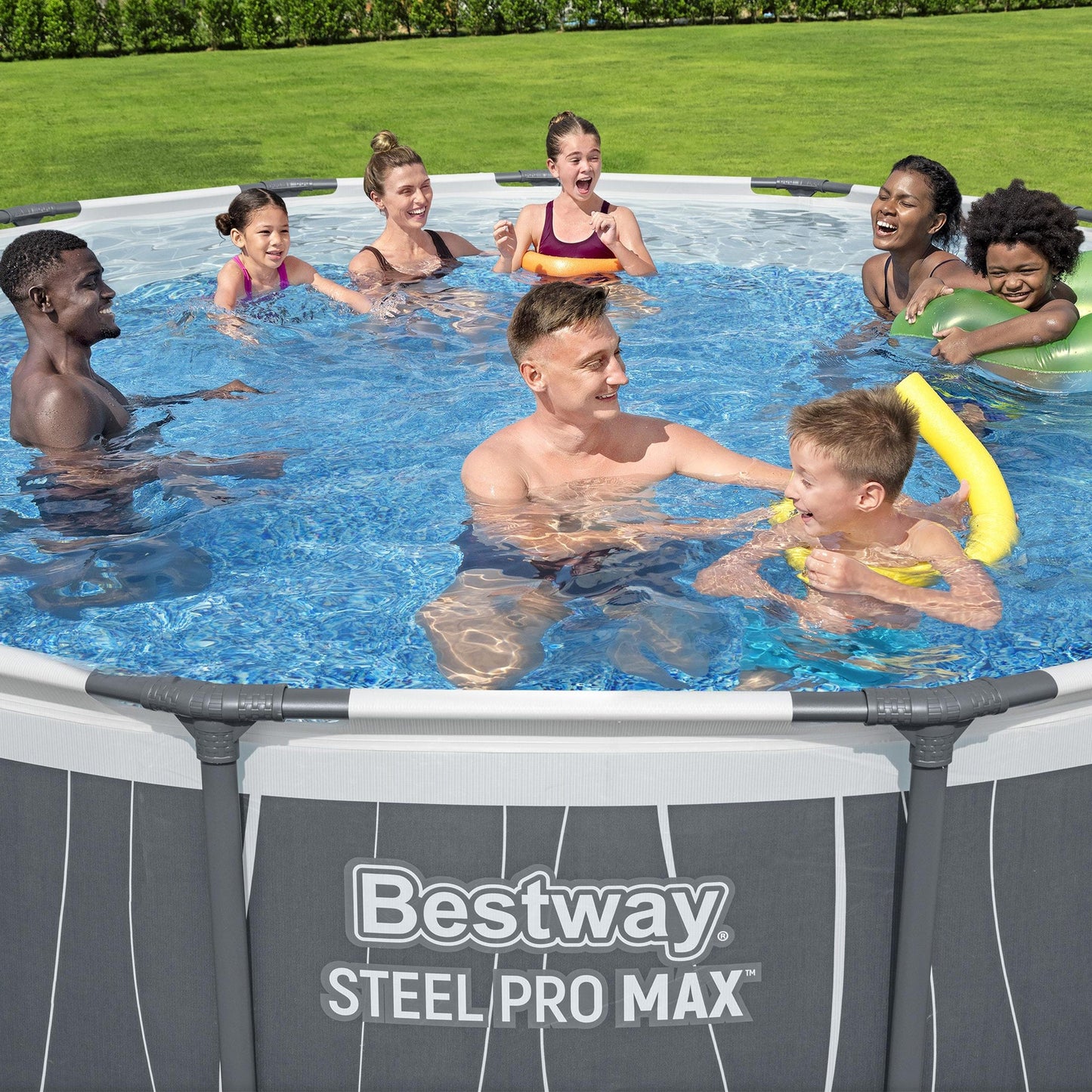 Bestway Steel Pro MAX 15' x 42" Round Above Ground Pool Set with LED Light