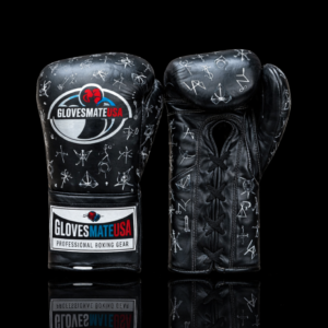 GlovesMateUSA Elite Lace-Up Boxing Gloves – Black / White