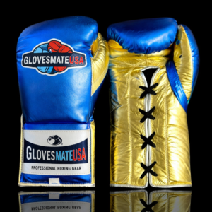 GlovesMateUSA Boxing Gloves Blue/Gold | Lace-UpGlovesMateUSA Elite Lace-Up Boxing Gloves – Blue / Gold