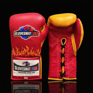 GlovesMateUSA Flame Edition Boxing Gloves Red/Yellow | Lace-Up