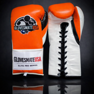GlovesMateUSA Elite Pro Lace-Up Boxing Gloves Orange & White