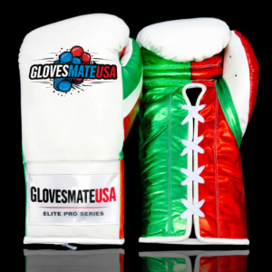 GlovesMateUSA Elite Pro Series Lace-Up Boxing Gloves – Green & Red