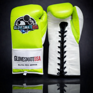 GlovesMateUSA Elite Pro Series Lace-Up Boxing Gloves – Neon Green