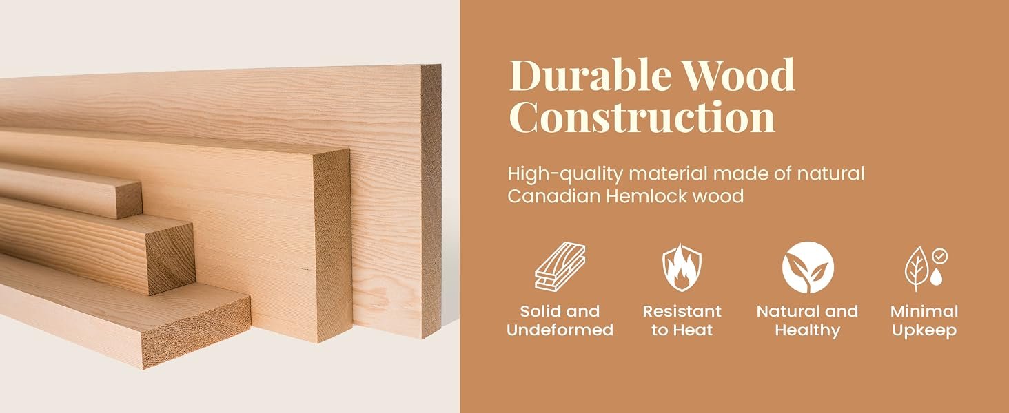 Text reads: Durable Wood Construction