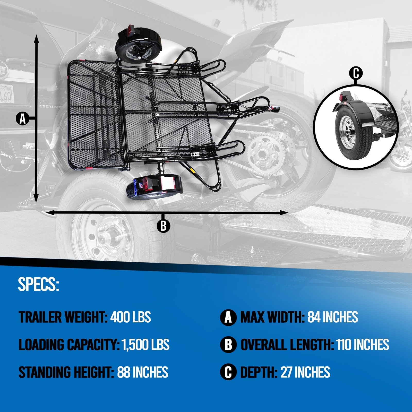 Stand-Up Dirt Bike Trailer, Sport Bike & Scooter Trailer - USED - Image 2